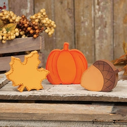 Fall Icon Chunky Wood Sitter - 3 Asstd.