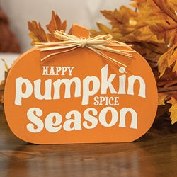 Pumpkin Spice/Spooky Season 2-Sided Wooden Pumpkin Sitter