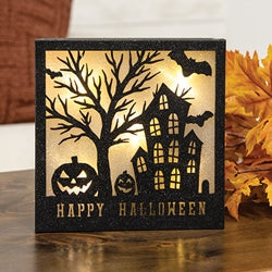 Black Sparkle Happy Halloween House Lighted Box Sign