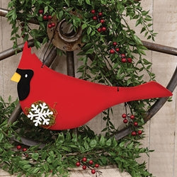 Wooden Mossy Snowflake Cardinal Hanger