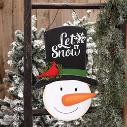 Let It Snow Wooden Top Hat Snowman Hanger - 14.5"H