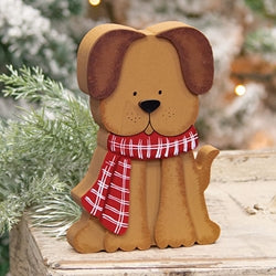 Puppy In Scarf Chunky Wood Sitter