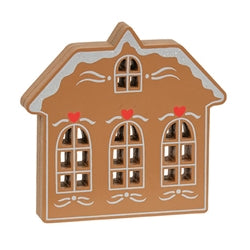 Wooden Frosted Gingerbread House Sitter - 3 Asstd.