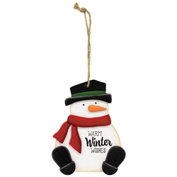Warm Winter Wooden Snowman Ornament - 2 Asstd.