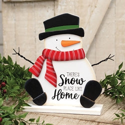 Snow Place Like Home Wooden Snowman on Base - 9"H