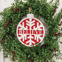 Wooden Sparkle Snowflake Believe Christmas Bulb Hanger