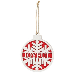Wooden Sparkle Snowflake Winter Word Bulb Ornament - 3 Asstd.