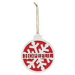 Wooden Sparkle Snowflake Winter Word Bulb Ornament - 3 Asstd.