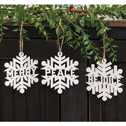 Sparkle Snowflake Word Ornament - 3 Asstd.