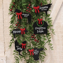 6/Set - Christmas on the Farm Wooden Ornaments