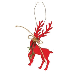 Woodland Pine & Bell Deer Ornament - 3 Asstd.