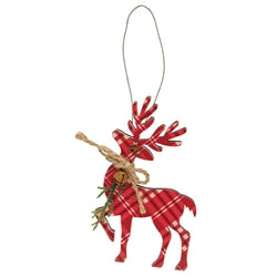 Woodland Pine & Bell Deer Ornament - 3 Asstd.