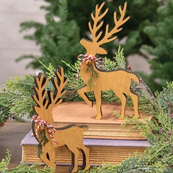2/Set - Natural Wooden Deer Cutout Sitters