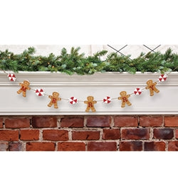 Wooden Merry Gingerbread & Peppermint Garland