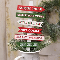 North Pole Words Primitive Signpost - 14.5"H