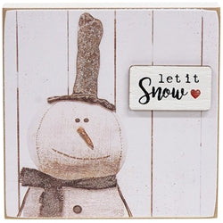 Snowy Word Tag Stitched Snowman Block - 3 Asstd.