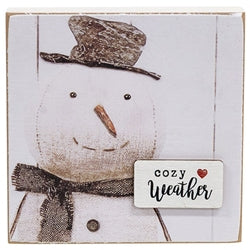 Snowy Word Tag Stitched Snowman Block - 3 Asstd.