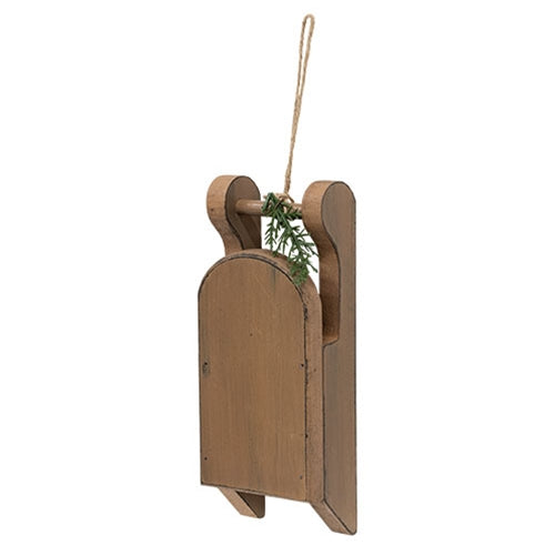 Distressed Wooden Mustard Sled w/Pine - 7.25"