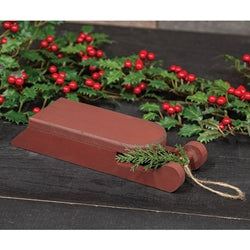 Distressed Wooden Red Sled w/Pine - 9"