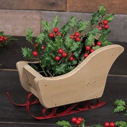 Distressed Tan & Red Wooden Sleigh