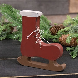 Primitive Santa's Ice Skate Wooden Sitter