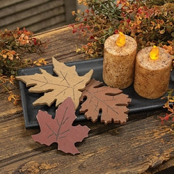 3/Set - Distressed Wooden Fall Leaves