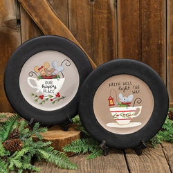 Winter Mice In Teacup Plate - 2 Asstd.