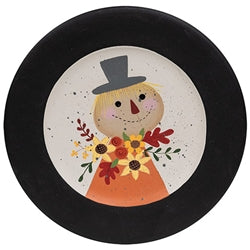 Scarecrow w/Flowers Wooden Plate - 3 Asstd.