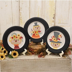 Scarecrow w/Flowers Wooden Plate - 3 Asstd.