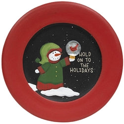 Snowman w/Snowglobe Wooden Plate - 2 Asstd.