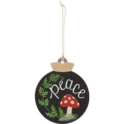 Peace Calm Hope Wooden Mushroom Bulb Ornament - 3 Asstd.