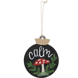 Peace Calm Hope Wooden Mushroom Bulb Ornament - 3 Asstd.