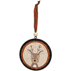 Woodland Friend Portrait Tree Trunk Ornament - 3 Asstd.