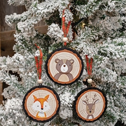 Woodland Friend Portrait Tree Trunk Ornament - 3 Asstd.