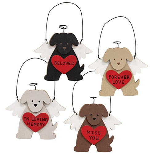 Angel Pup Wooden Ornament - 4 Asstd.