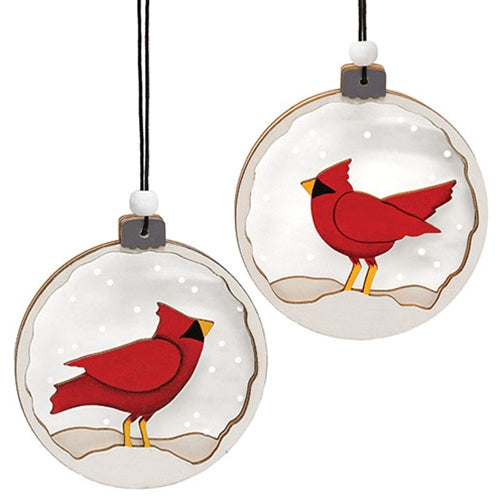 Snowy Cardinal Bulb Ornament - 2 Asstd.