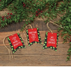 Less Is More Layered Wood Gift Tag Banner - 3 Asstd.