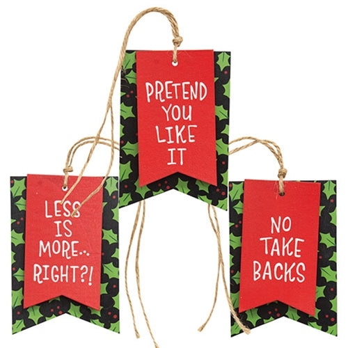 Less Is More Layered Wood Gift Tag Banner - 3 Asstd.