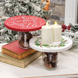Glass Jar with Christmas Wood Topper - 2 Asstd.