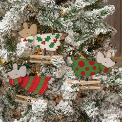 Wooden Flying Angel Mouse Clip Ornament - 3 Asstd.