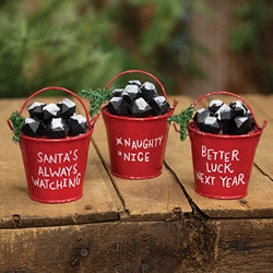 Bucket of Coal Ornament - 3 Asstd.