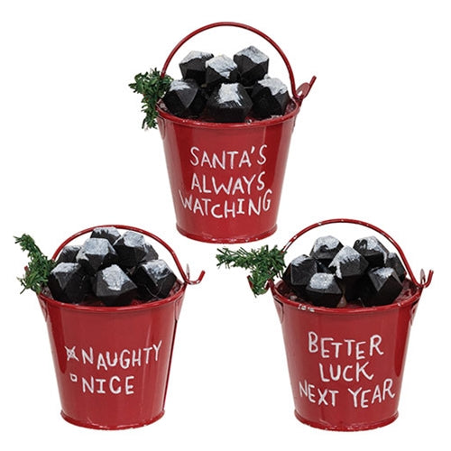 Bucket of Coal Ornament - 3 Asstd.