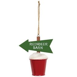 North Pole Arrow in Snowy Bucket Ornament - 3 Asstd.