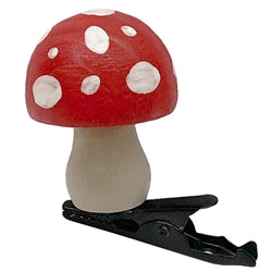 6/Set - White Dotted Red Top Mushroom Clip Ornaments