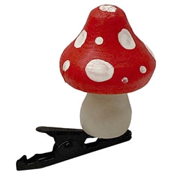 6/Set - White Dotted Red Top Mushroom Clip Ornaments