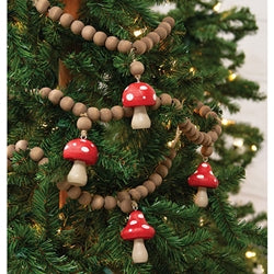 Wooden Red Topped Mushroom & Bead Garland