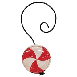 6/Set - Wood & Glass Marble Peppermint Ornaments
