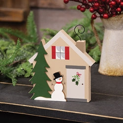 Snowman & Pine Tree Chunky Winter House Sitter