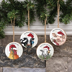 Christmas Farm Animal Ornament - 4 Asstd.