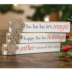 Happy Ho Ho Holidays Snowflake Mini Stick - 3 Asstd.